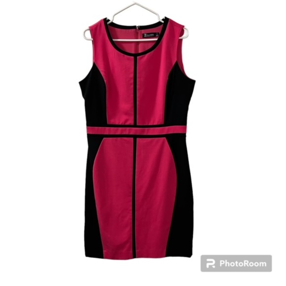 7th Avenue NY & Co. Pink Black Colorblock Short Dress Barbie Core Dress Sz 12 - Picture 1 of 13